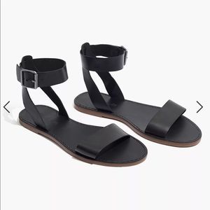 Madewell Black Leather Ankle-Strap Sandals